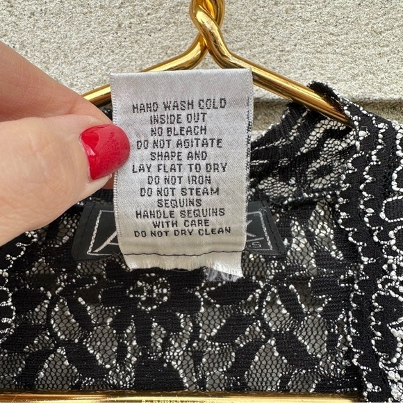 Alex Evenings Sequin Lace Twinset Cami & Jacket Black Silver S Mother Formal - Picture 15 of 15